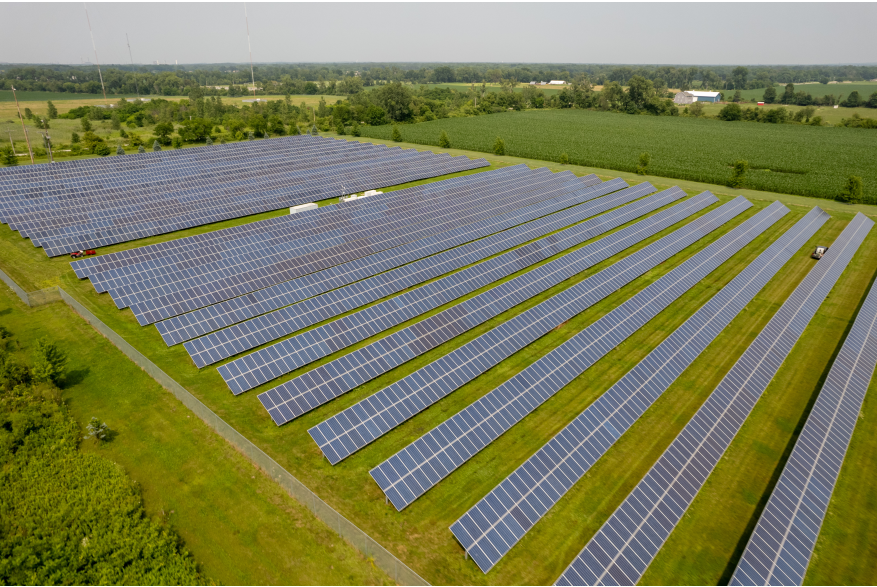 Solar panels lined up outdoors
