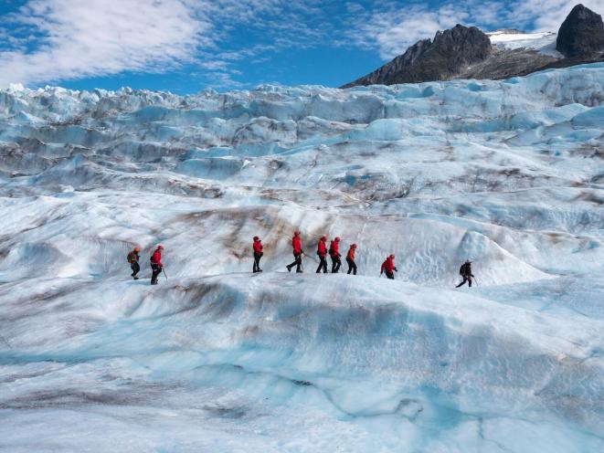 Wide Shot Guests on Glacier