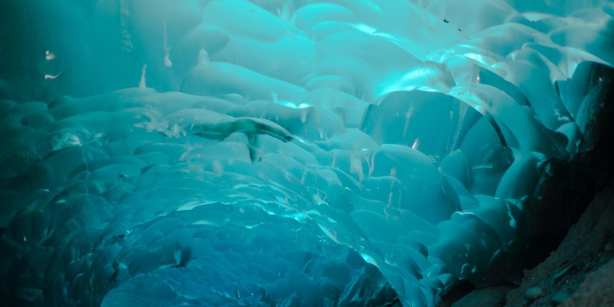 The breathtaking blue walls of the Mendenhall Ice Caves