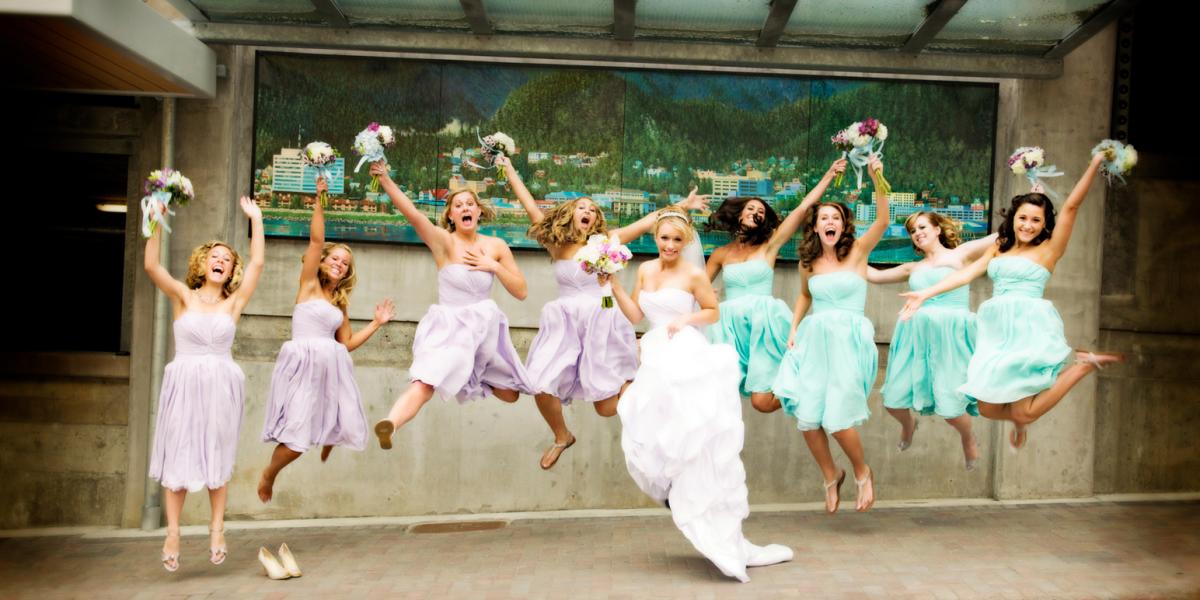 Wedding Party Jump for Joy