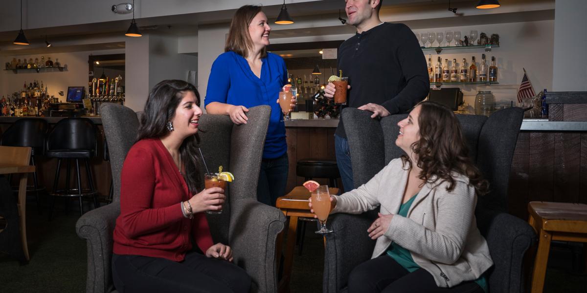 Group Enjoying Beverages at Rockwell