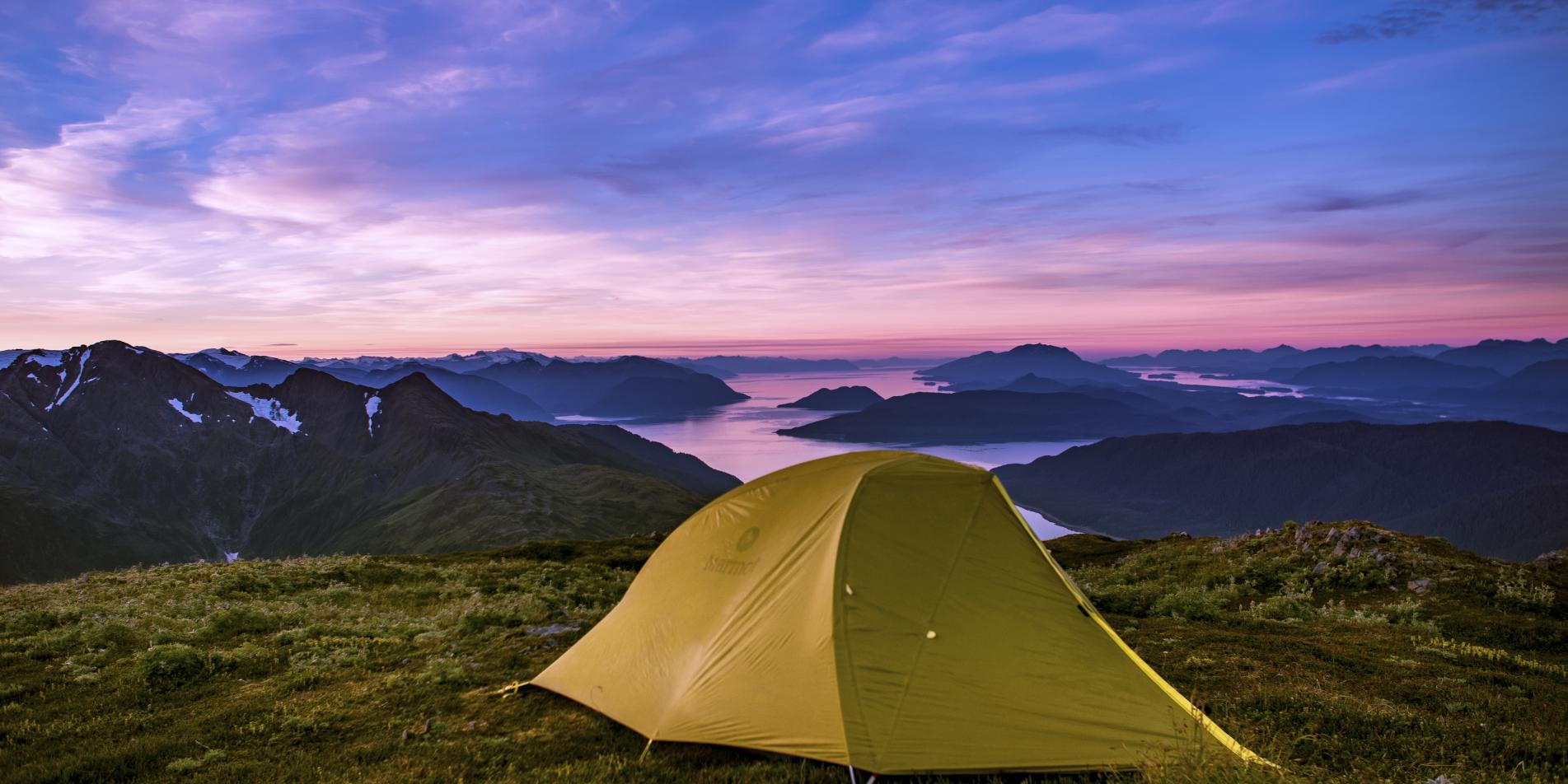 Camping on Mt. Roberts, sunset