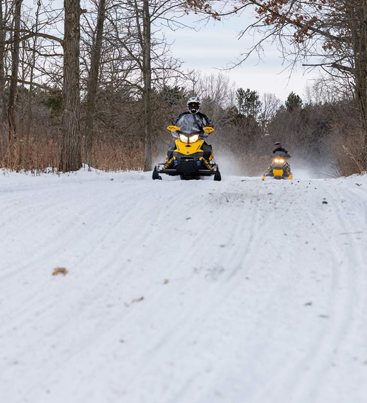 snowmobiling in area of Richard Bong State Recreation Area