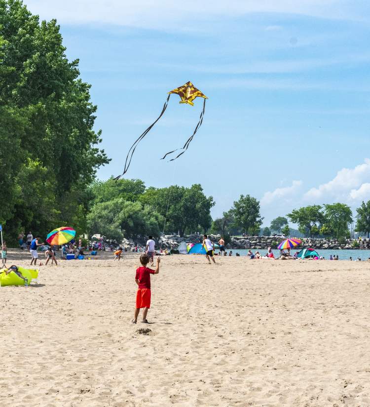 Flying kites at Simmons Island Beach