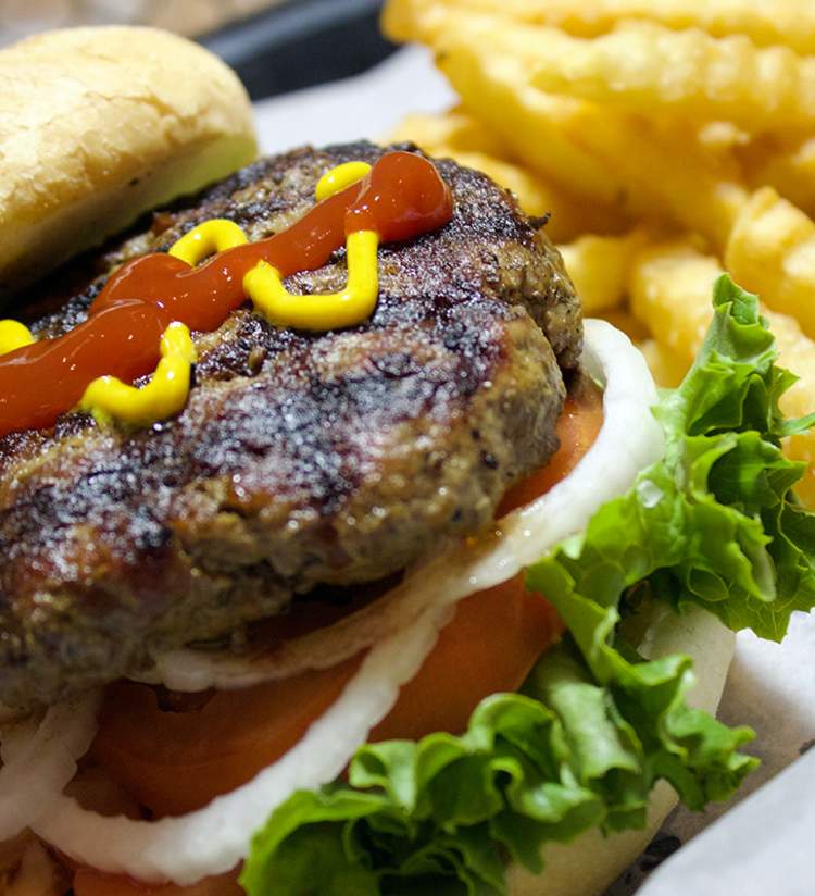 burger at Kaiser's Pizza & Pub