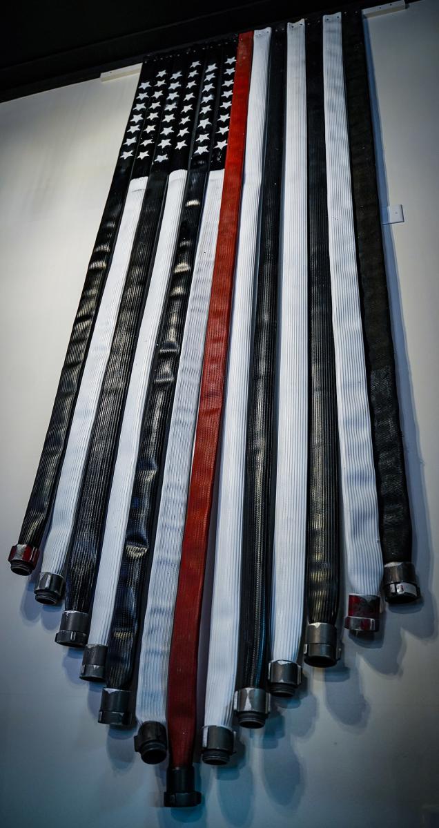 Station on 6th American Flag Made of Firehoses