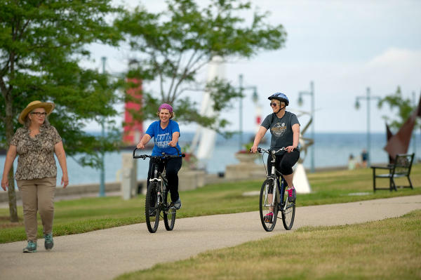 Biking along Kenosha Harbor
