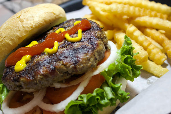 burger at Kaiser's Pizza & Pub