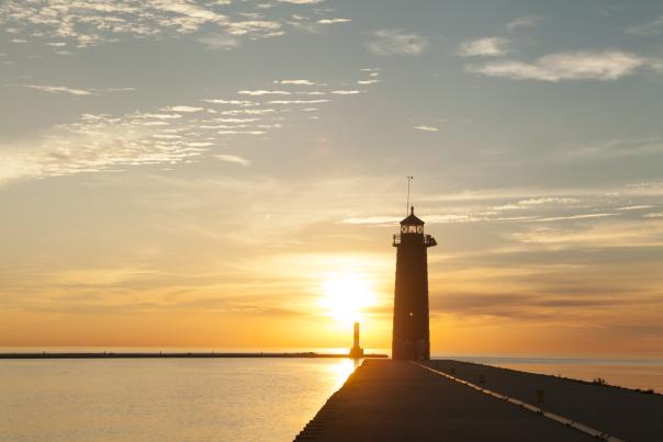 sunrise and North Pier Lighthouse