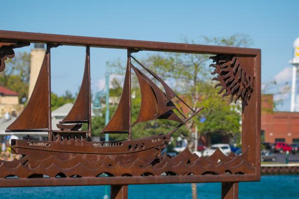 Metal Ship sculpture