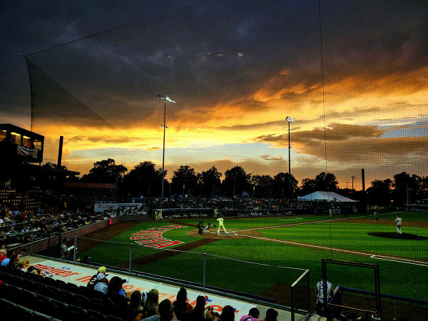 sunset at Kenosha Kingfish game at Simmons Field