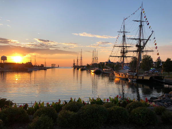 Sunrise at a tall ships festival