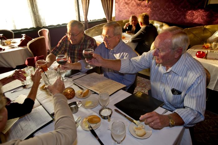Seniors toasting at Hobnob