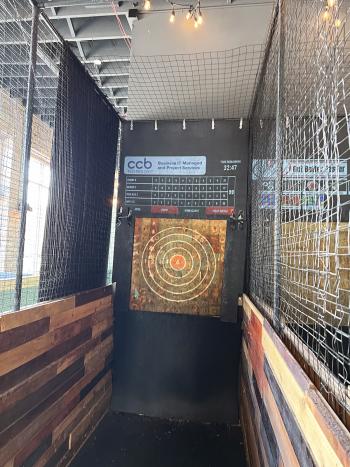 axe throwing at Hold My Beer