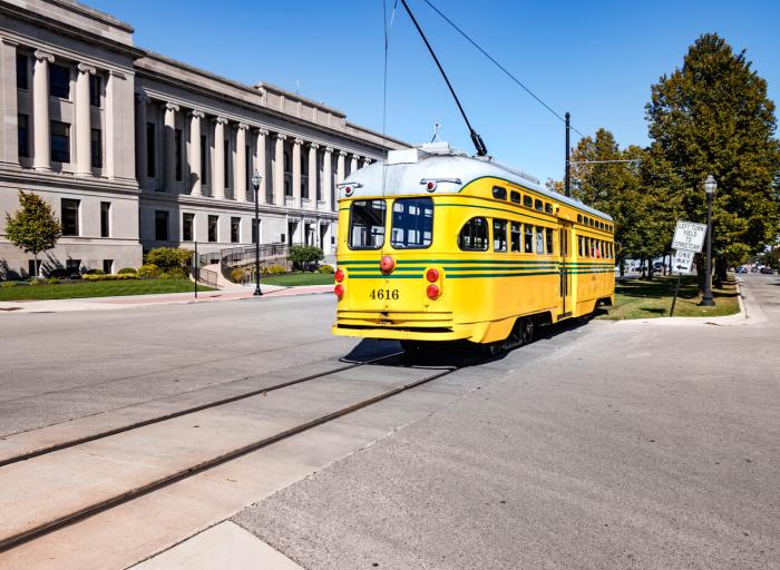 Kenosha County Courthouse with Electric Streetcar