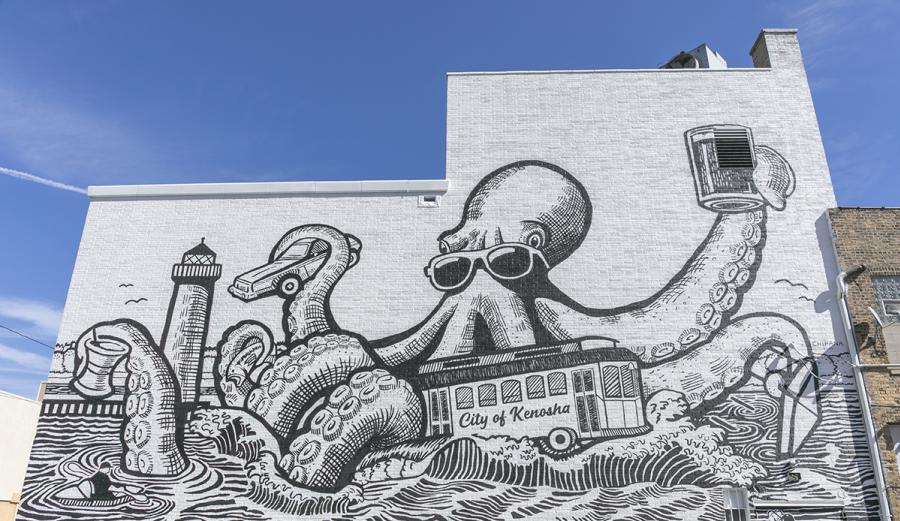 Kenosha Kraken mural in Downtown Kenosha