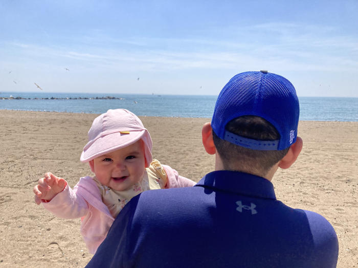 child and adult on Eichelman Park Beach
