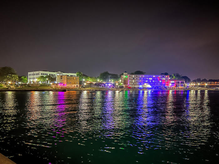 looking at Downtown Kenosha from harbor