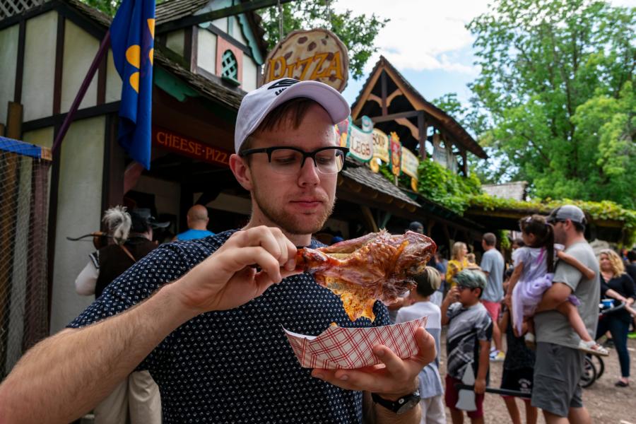 eating turkey leg at Bristol Renaissance Faire