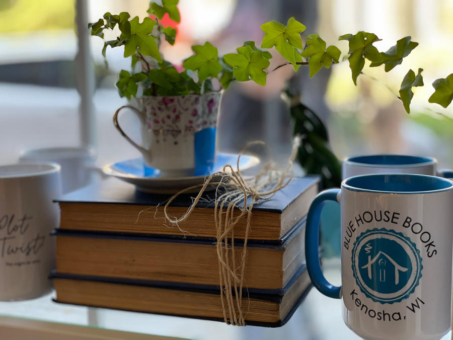 Blue House Books display