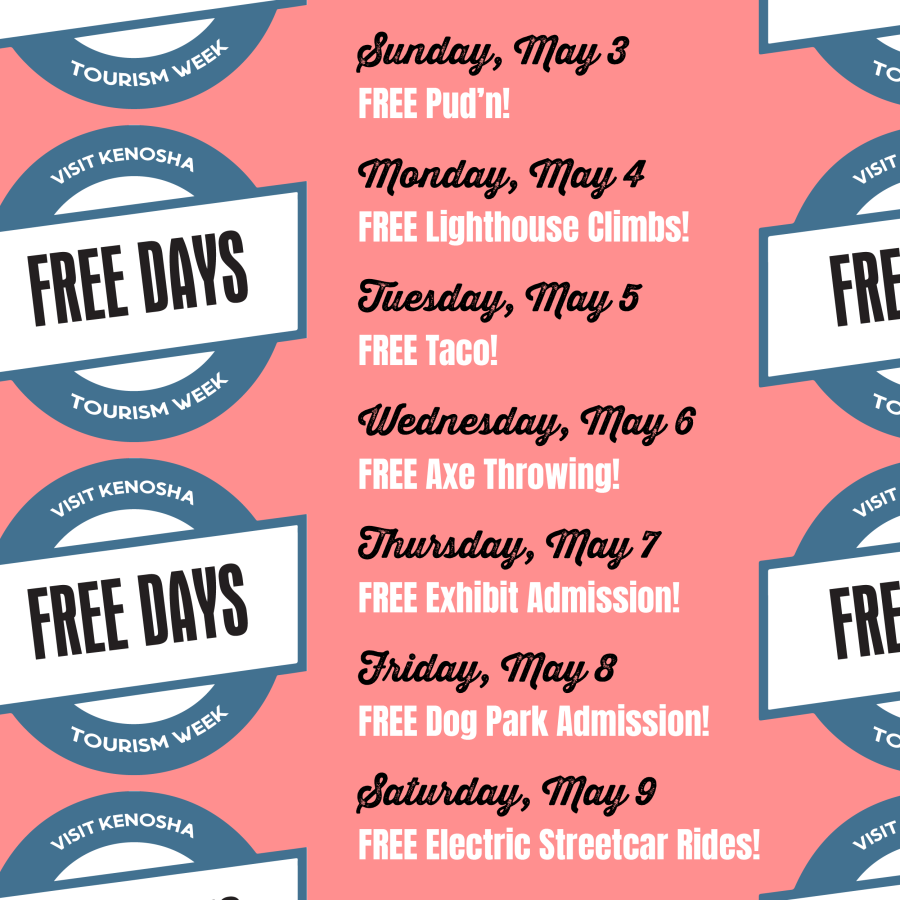 Visit Kenosha Tourism Week Free Days 2026 graphic