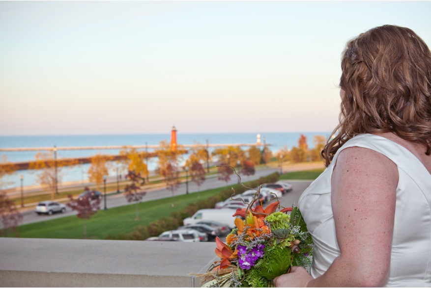bride on Civil War Museum terrace