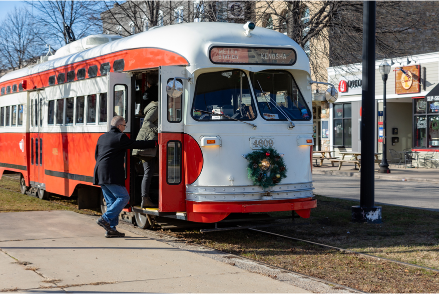 Electric Streetcar during the holidays