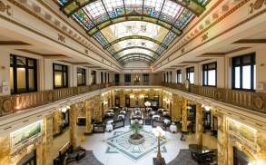 The lobby of the Radisson Hotel in Downtown Scranton
