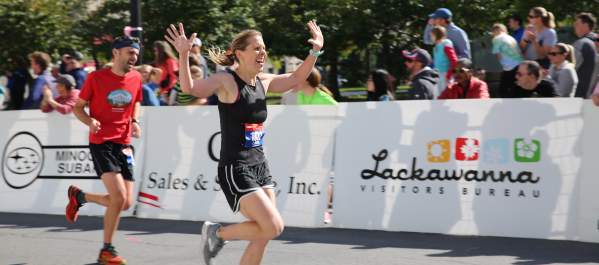 Participants running in the Steamtown Marathon in Downtown Scranton, PA