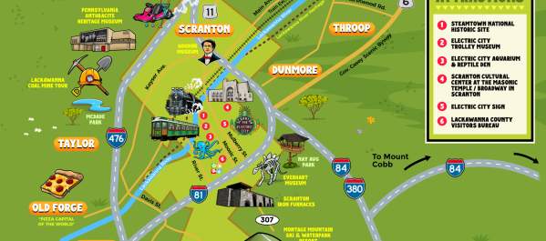 Lackawanna County Illustrated Attractions Map