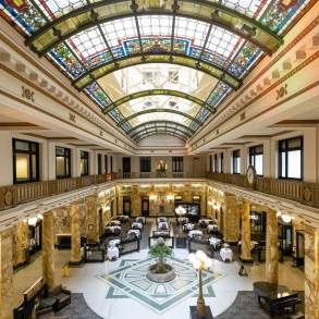 The lobby of the Radisson Hotel in Downtown Scranton