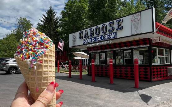 Ice cream cone at the Caboose Food & Ice Cream in Madison Twp, PA