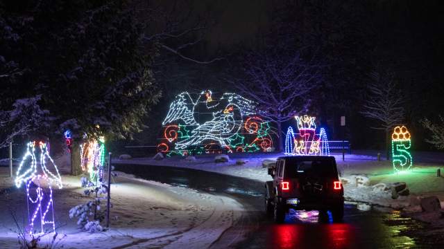 Car driving through Nay Aug Holiday Lights in Scranton PA