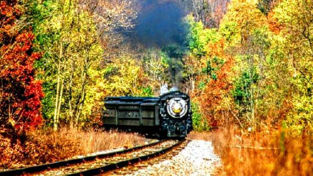 Train ride through fall foliage
