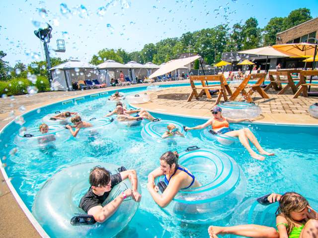 Waterpark goers floating on the Lazy River at Montage Mountain Resorts in Scranton, PA