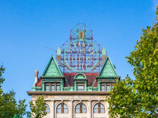 A photo of the Electric City Sign during the Summer in Downtown Scranton, PA