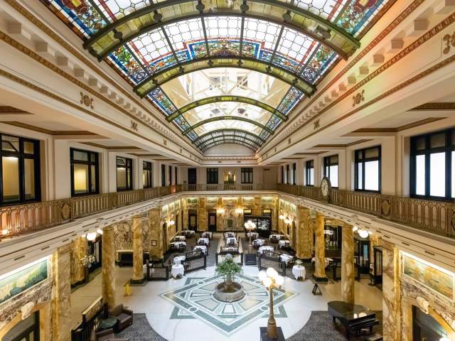 The lobby of the Radisson Hotel in Downtown Scranton
