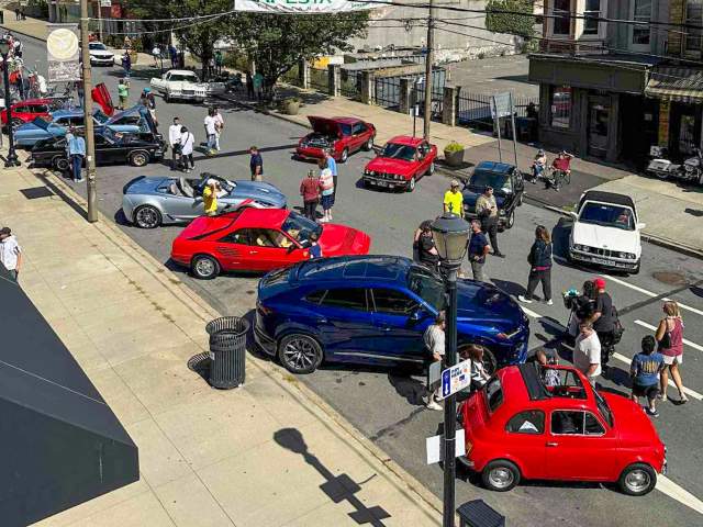 Cars on the street at the La Festa Italiana's Car Show in Downtown Scranton, PA