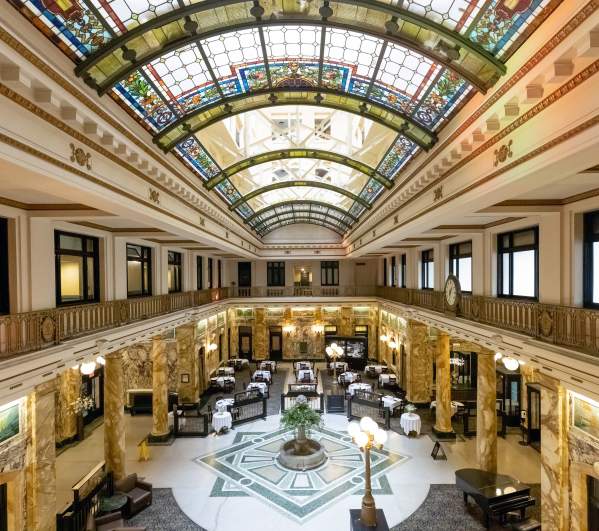 The lobby of the Radisson Hotel in Downtown Scranton