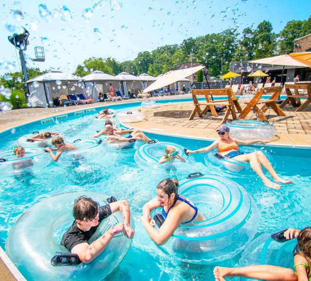 Waterpark goers floating on the Lazy River at Montage Mountain Resorts in Scranton, PA