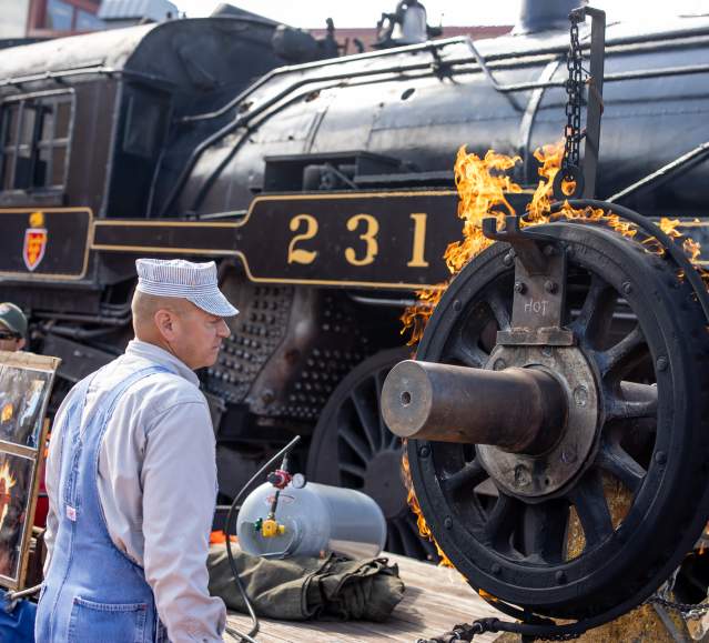A demonstration taking place at Railfest at the Steamtown NHS in Downtown Scranton, PA