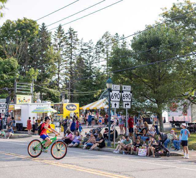 A group of people before the parade at the Moscow Country Street Fair in Moscow, PA