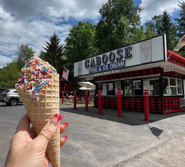 Ice cream cone at the Caboose Food & Ice Cream in Madison Twp, PA