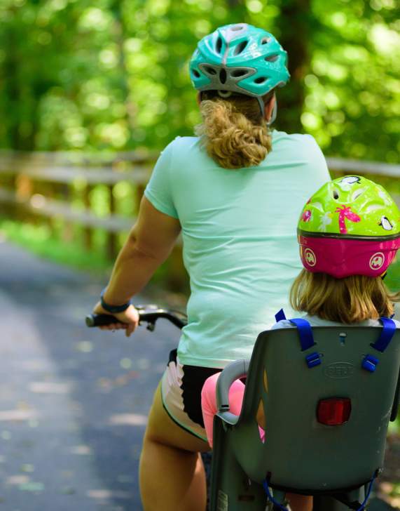 A Mother & Daughter Riding a Bicycle on the Heritage Trail