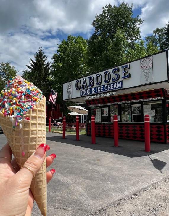 Ice cream cone at the Caboose Food & Ice Cream in Madison Twp, PA