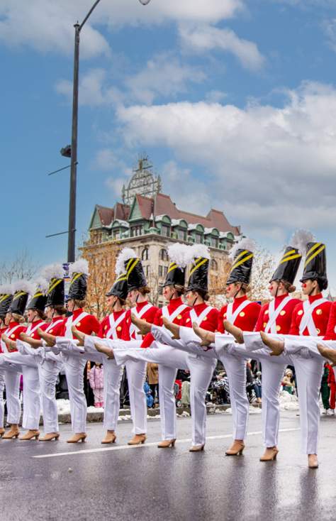 Dancers from the Ballet Theatre of Scranton performing as toy soldiers during the annual Santa Parade in downtown Scranton, Pennsylvania.