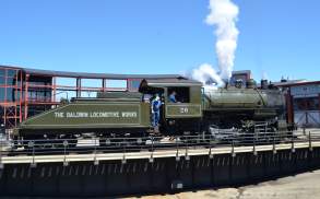 Baldwin locomotive on the turntable at Steamtown National Historic Site in Scranton, PA