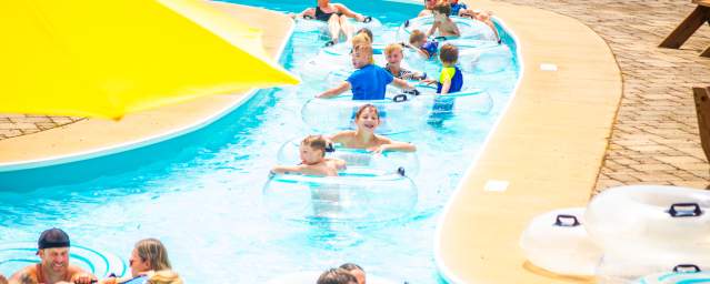 Waterpark goers floating on the Lazy River at Montage Mountain Resorts in Scranton, PA