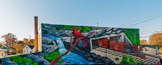 The Nay Aug Falls & Train Mural in Dunmore