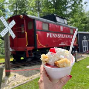 Ice cream sundae at the Caboose Food & Ice Cream in Madison Twp, PA